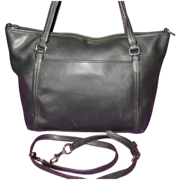 Coach 2013 Peyton Black Crossgrain Leather Tote 2 way Crossbody - Picture 2 of 11